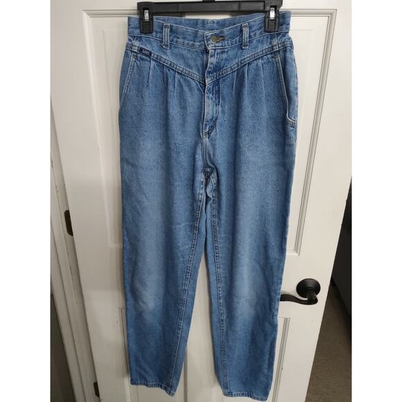 Lee Denim - Vintage Lee 90s ASO style Stone washed pleated high-rise mom jeans Hippie